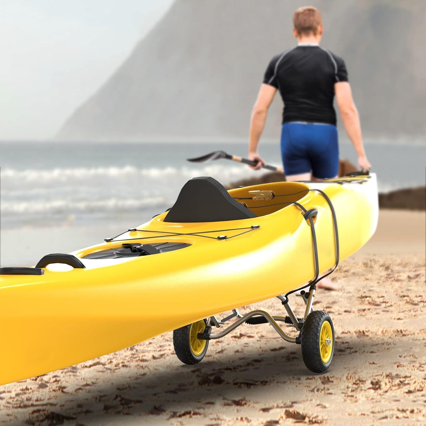 Bonnlo Kayak Cart Canoe Dolly Fishing Kayak Accessories Carrier Foldable Paddle Board Trolley Boat Trailer Transport