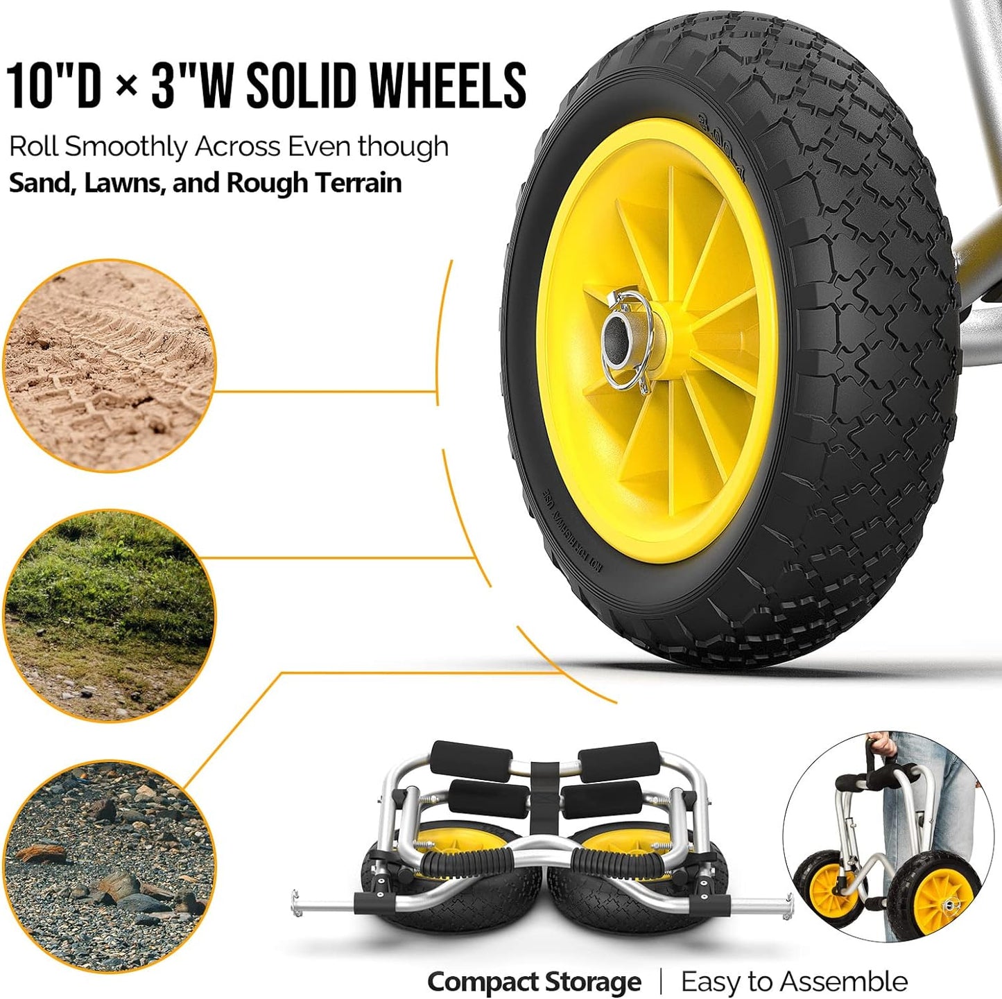 Bonnlo Kayak Cart Canoe Dolly Fishing Kayak Accessories Carrier Foldable Paddle Board Trolley Boat Trailer Transport