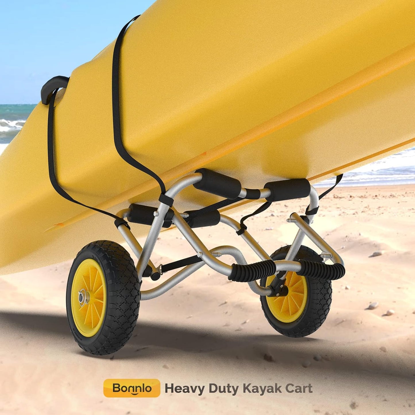 Bonnlo Kayak Cart Canoe Dolly Fishing Kayak Accessories Carrier Foldable Paddle Board Trolley Boat Trailer Transport