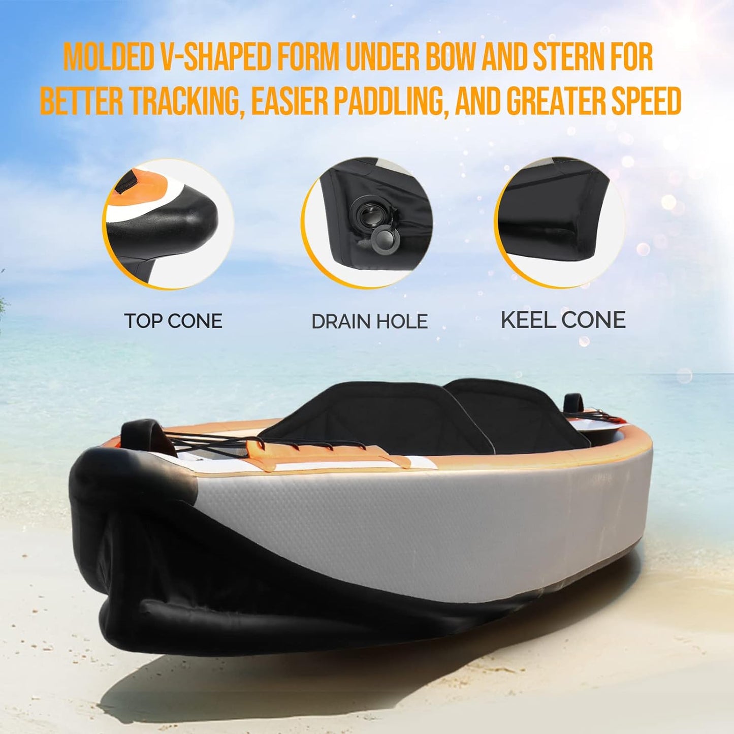 Bonnlo Inflatable Kayak Foldable Kayak for Adults Blow Up Kayaks with Kaykay Seats, Foot Pedal, 7.6 FT Aluminum Oars, Output and Input Air Pump for 1 Person, 2 Person, 2 Plus 1 Child, Easily Track