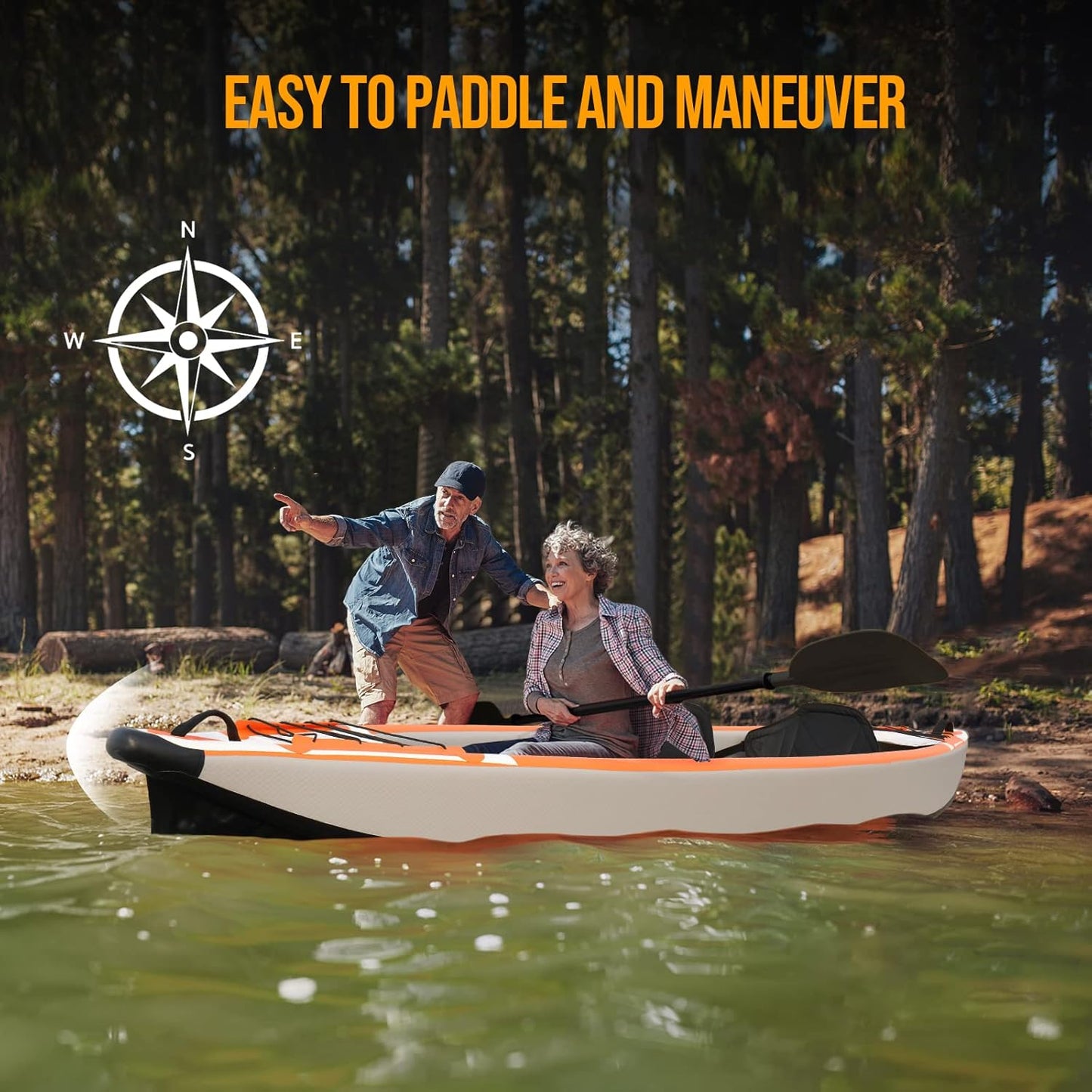 Bonnlo Inflatable Kayak Foldable Kayak for Adults Blow Up Kayaks with Kaykay Seats, Foot Pedal, 7.6 FT Aluminum Oars, Output and Input Air Pump for 1 Person, 2 Person, 2 Plus 1 Child, Easily Track