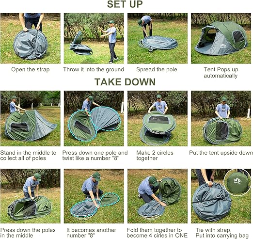 Night Cat Pop-up Camping Tent: 2 Person Tent Waterproof Instant Easy Setup Family Tent