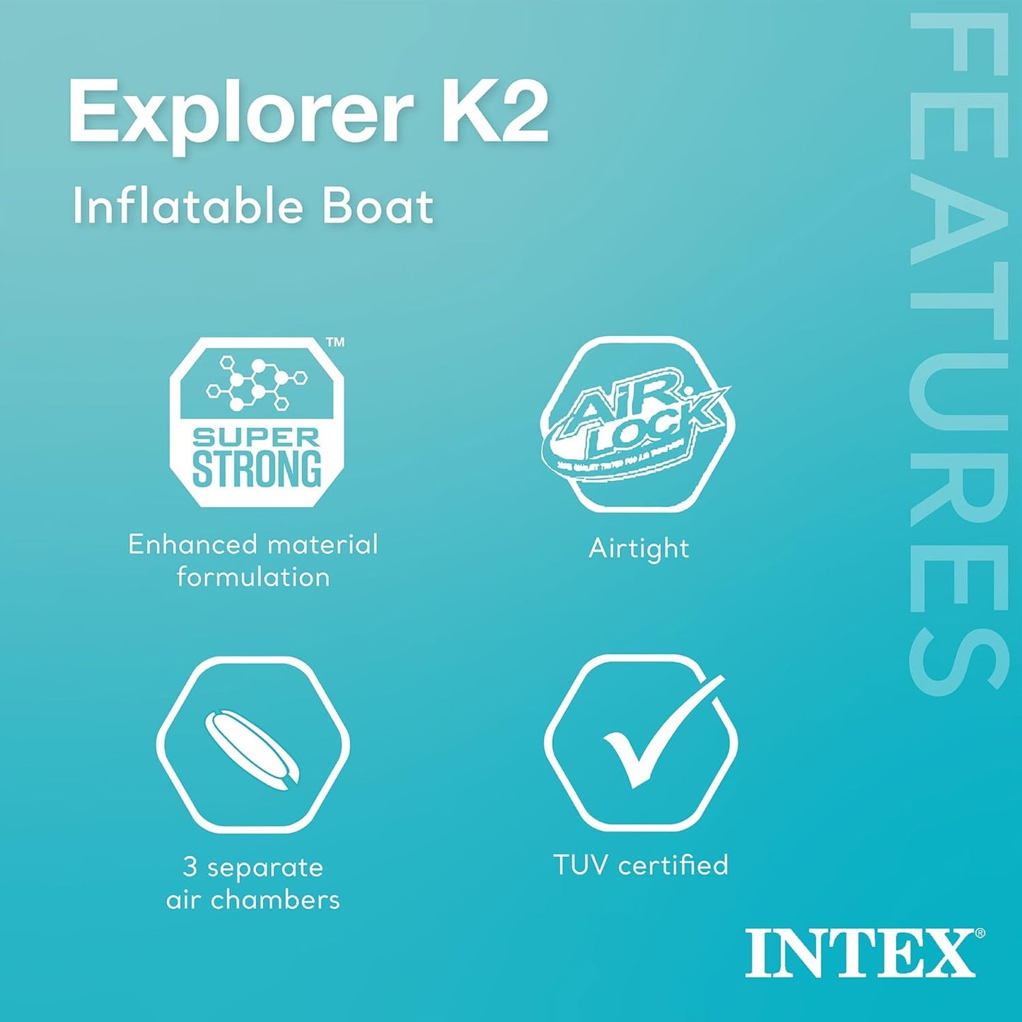 Intex 68307EP Explorer K2 Inflatable Kayak Set: Includes Deluxe 86in Aluminum Oars and High-Output Pump -400lb Weight Capacity