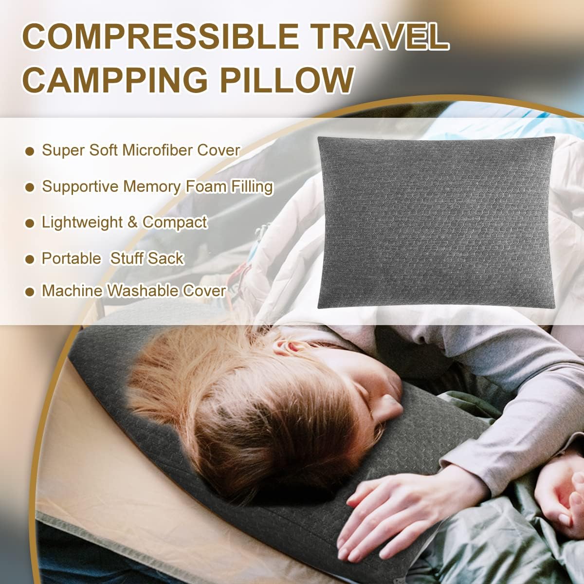 Ivellow Travel Pillow Compressible Camping