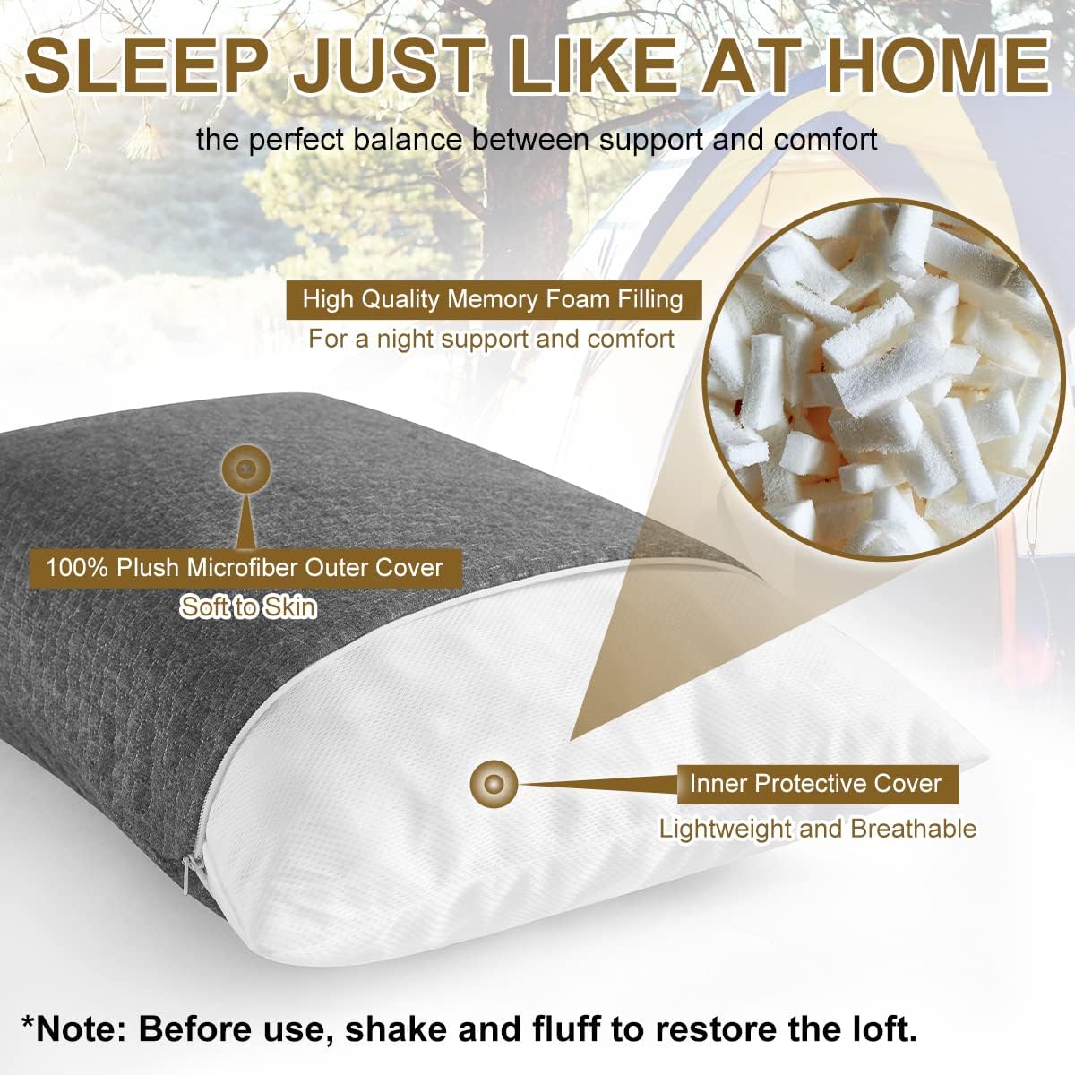 Ivellow Travel Pillow Compressible Camping