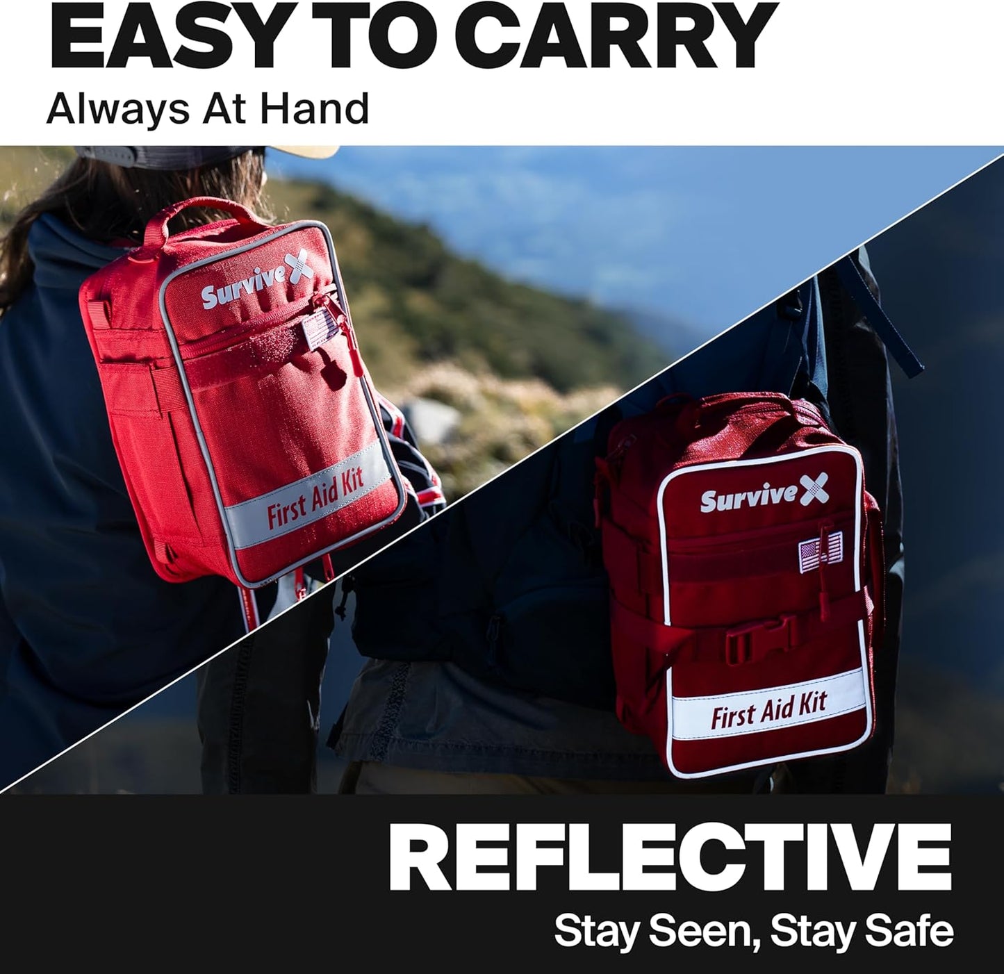 Large First Aid Emergency Kit for Hiking, Camping, Backpacking